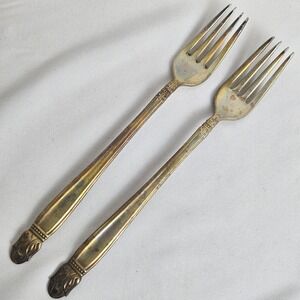2 Vtg Holmes & Edwards Silverplate Salad Forks, Danish Princess, 7.75"